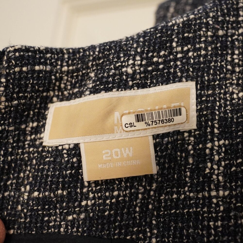 Michael Kors Sleeveless Tweed Sheath Dress Size 20W Navy White Professional - Picture 3 of 4